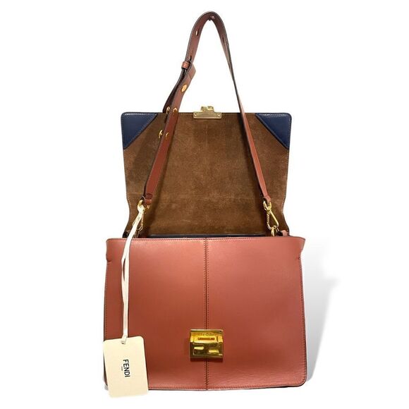 ❤️SOLD❤️Fendi Kan U Rust Brown Calfskin Leather Large Shoulder Bag - Picture 3 of 15
